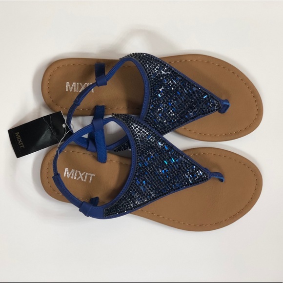 Mixit Shoes - Sz6 Sparkly Navy Blue Sandals NWT
